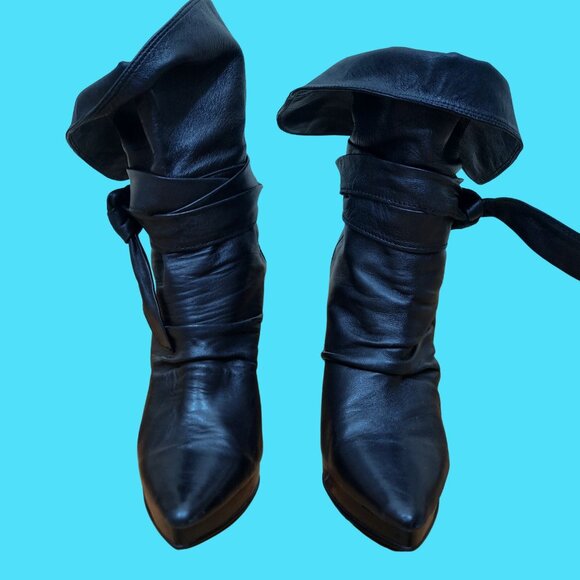 Y2K Aldo Black Leather Booties Ankle Boots Size 6 Pointed Toe Stiletto EUR 36 - Picture 7 of 16